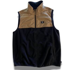 Vans Thatcher Vest Men’s Medium – Black/Dirt Fleece Zip-Up Skate Streetwear EUC